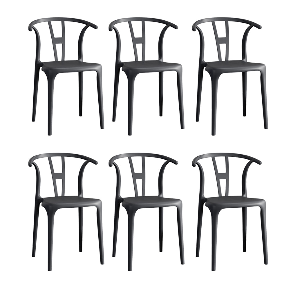 Contemporary Stacking Dining Side Chair in Plastic with Open Back