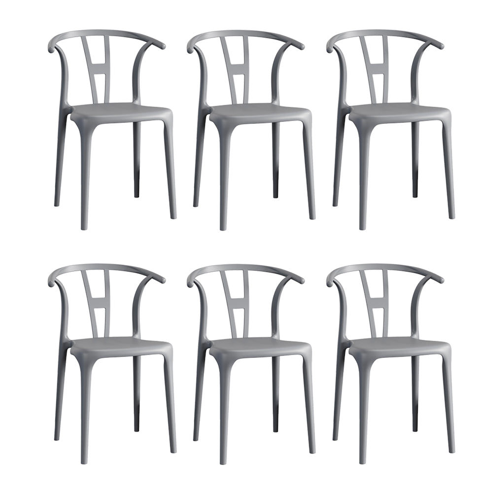 Contemporary Stacking Dining Side Chair in Plastic with Open Back