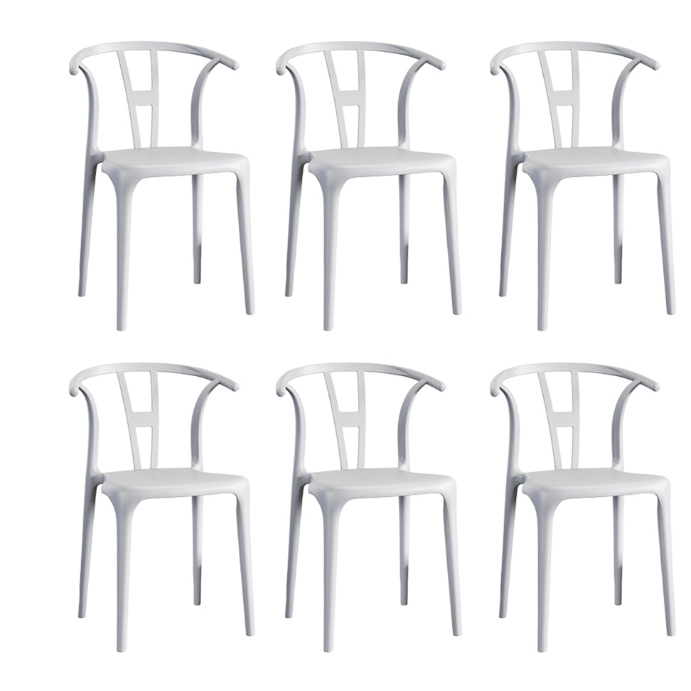 Contemporary Stacking Dining Side Chair in Plastic with Open Back