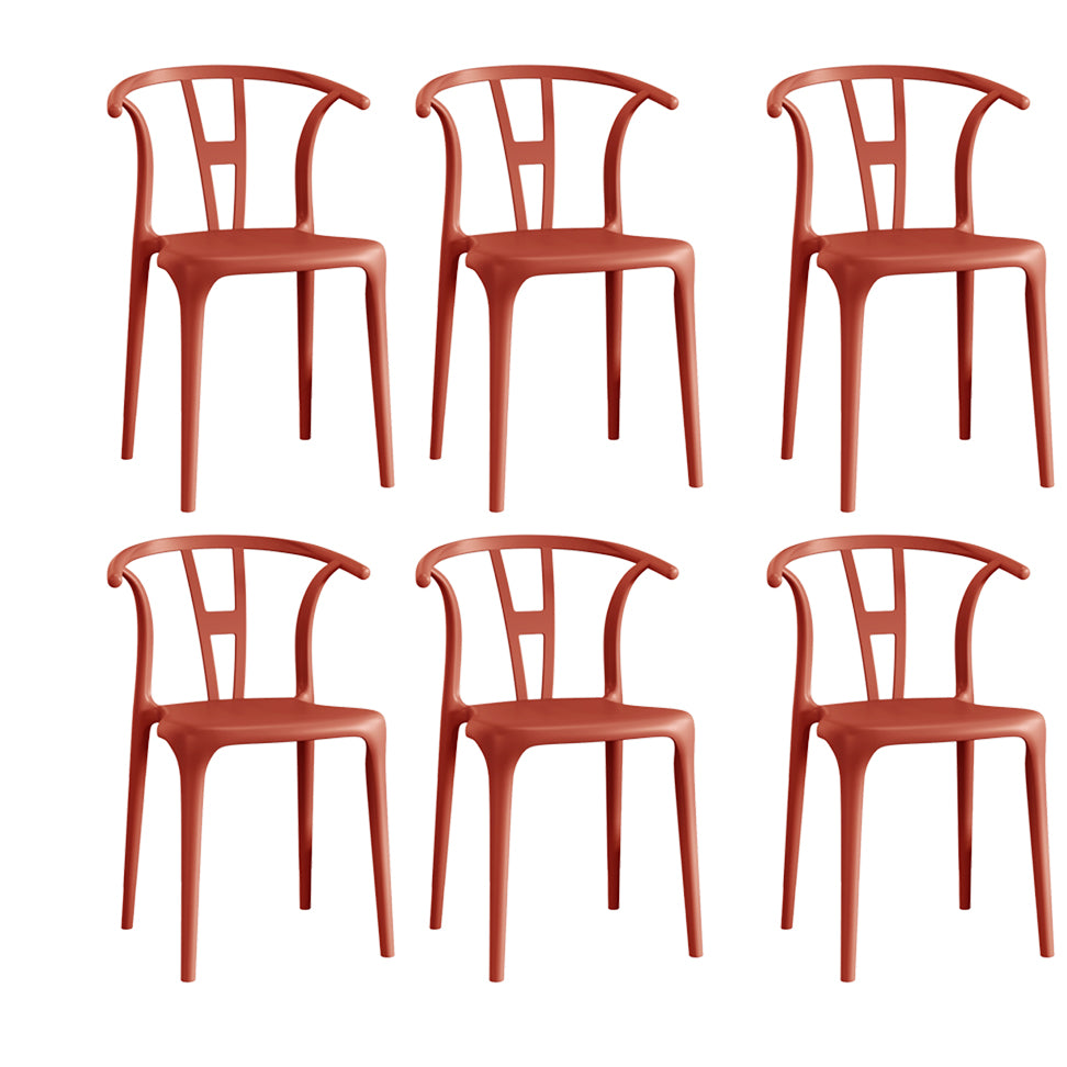 Contemporary Stacking Dining Side Chair in Plastic with Open Back