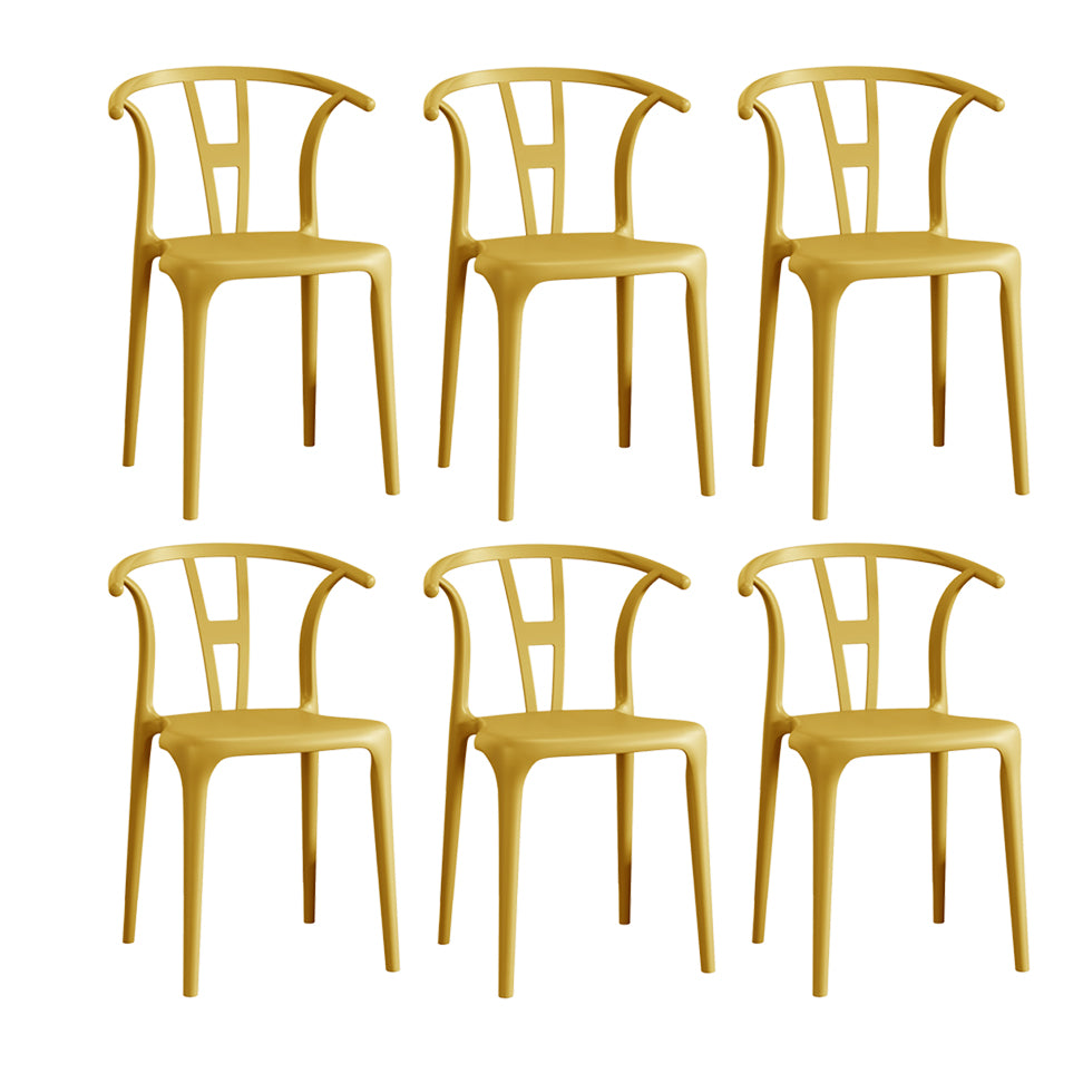 Contemporary Stacking Dining Side Chair in Plastic with Open Back