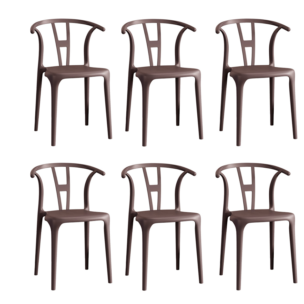 Contemporary Stacking Dining Side Chair in Plastic with Open Back