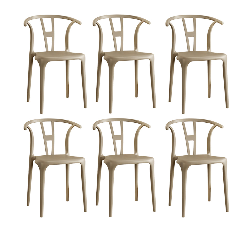 Contemporary Stacking Dining Side Chair in Plastic with Open Back