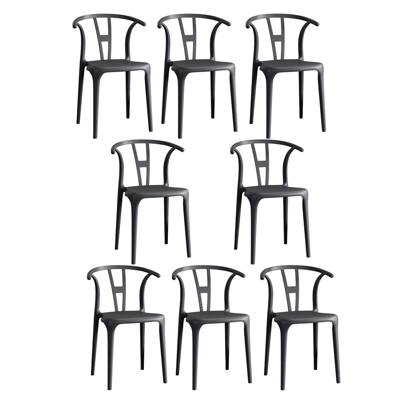 Contemporary Stacking Dining Side Chair in Plastic with Open Back