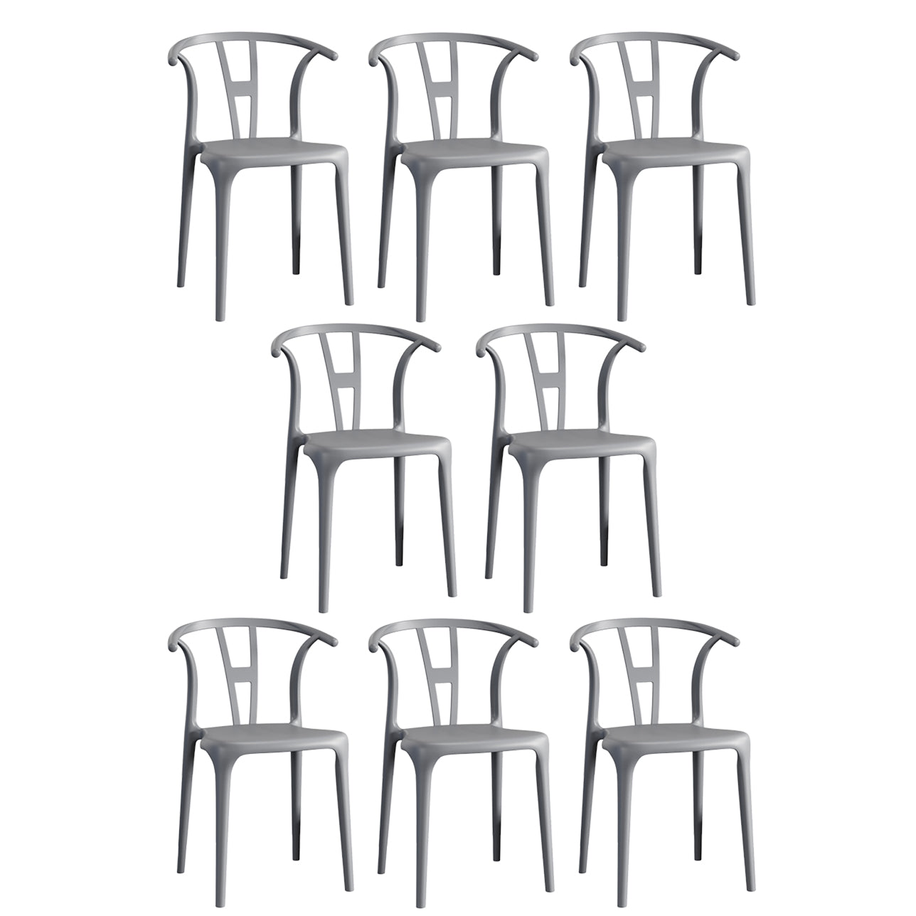 Contemporary Stacking Dining Side Chair in Plastic with Open Back