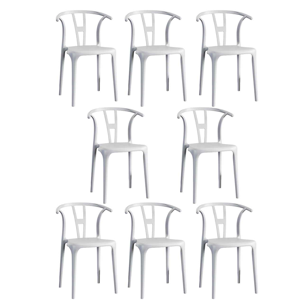 Contemporary Stacking Dining Side Chair in Plastic with Open Back