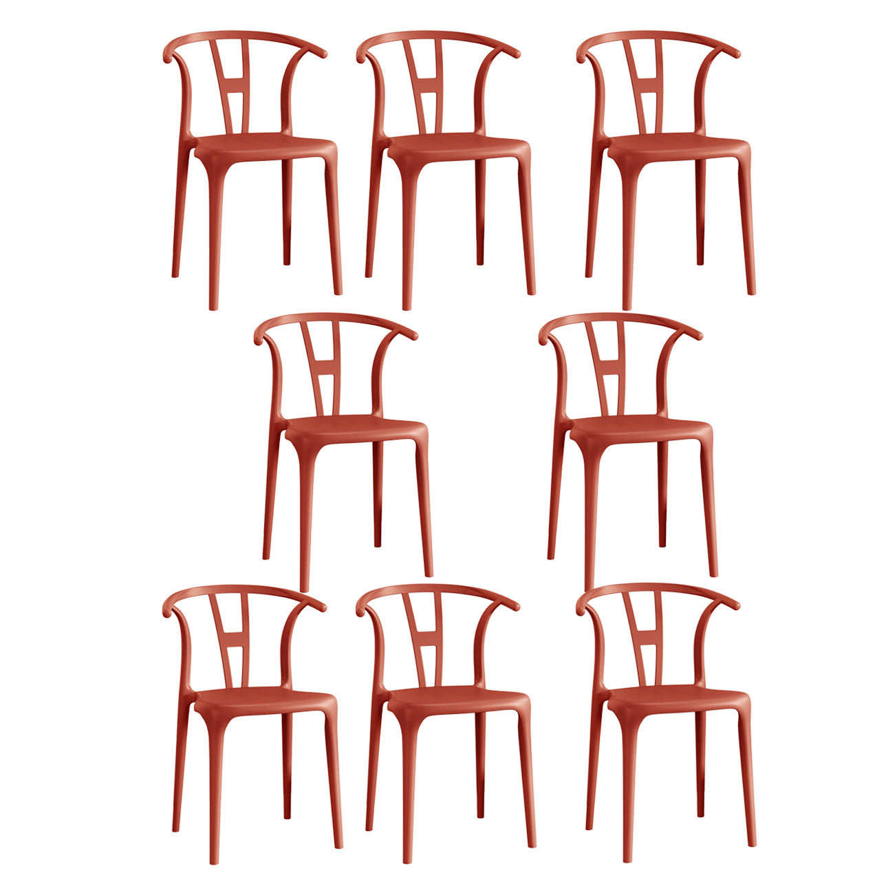 Contemporary Stacking Dining Side Chair in Plastic with Open Back
