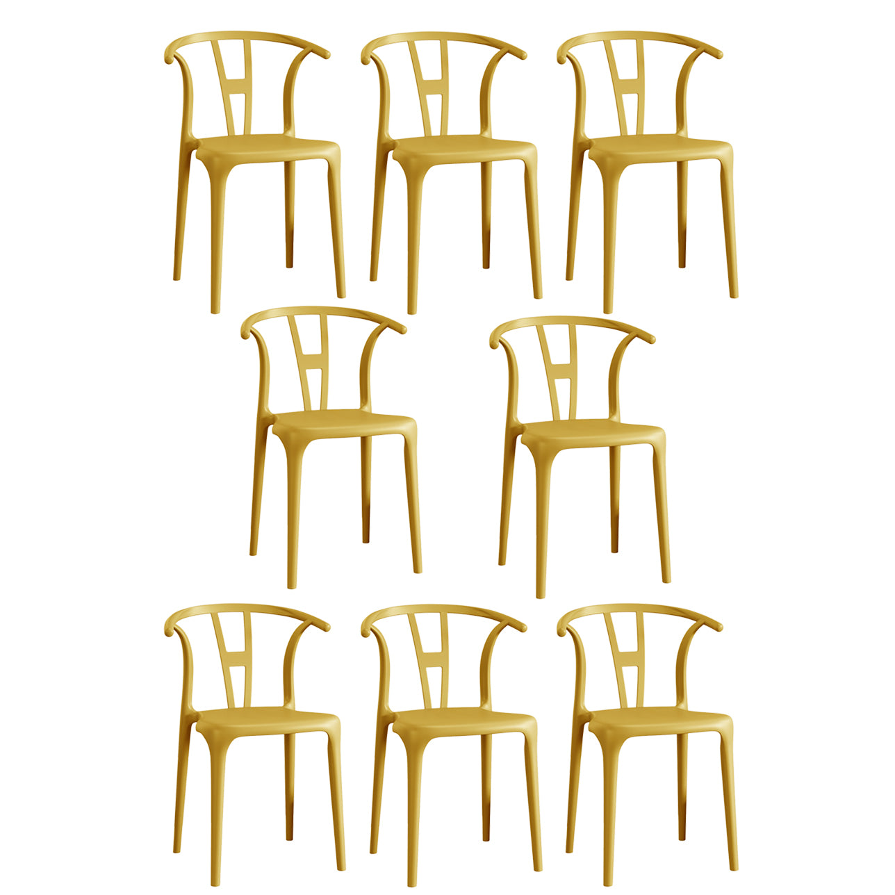 Contemporary Stacking Dining Side Chair in Plastic with Open Back