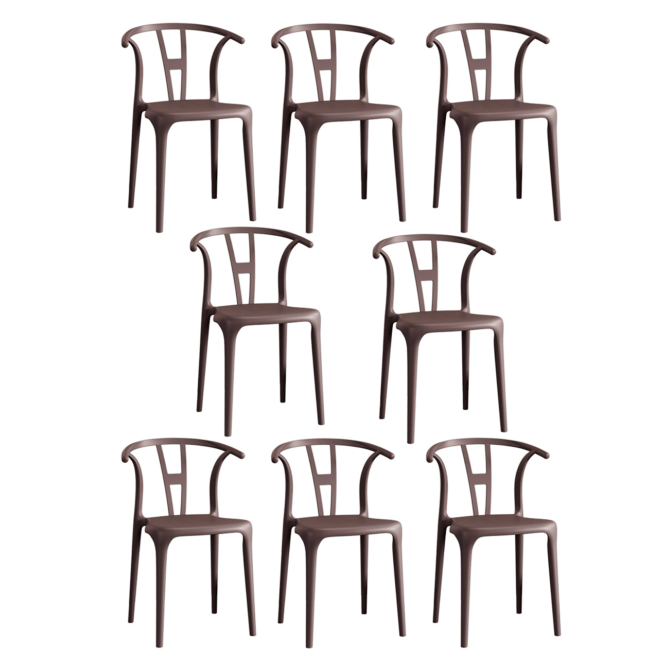 Contemporary Stacking Dining Side Chair in Plastic with Open Back