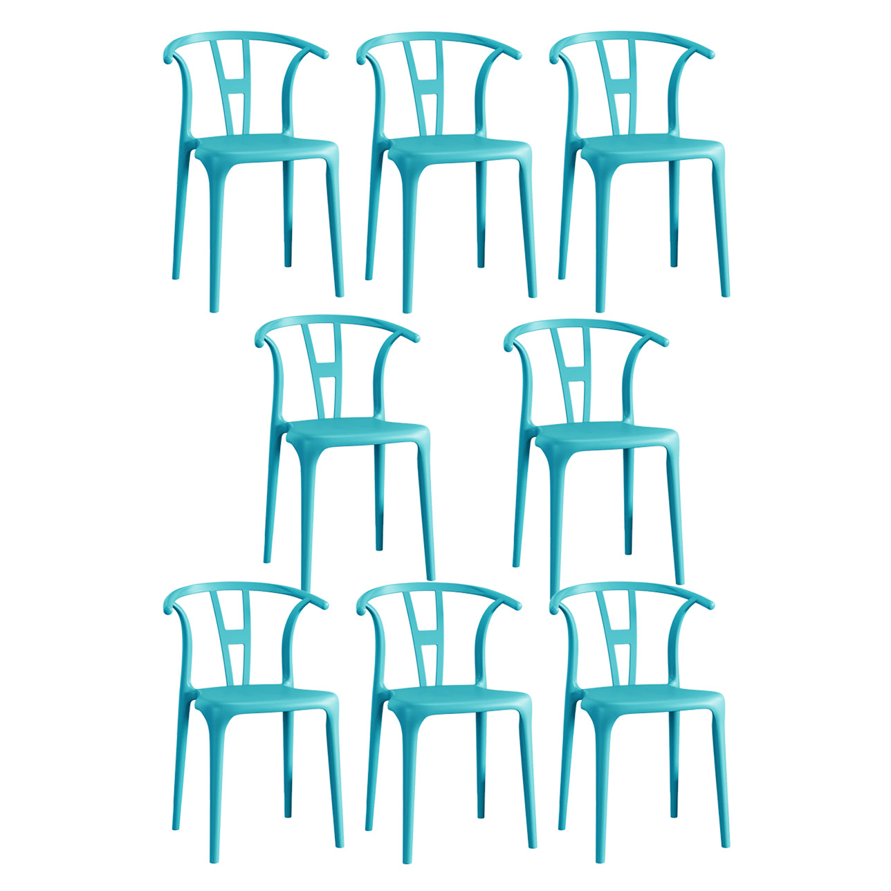 Contemporary Stacking Dining Side Chair in Plastic with Open Back