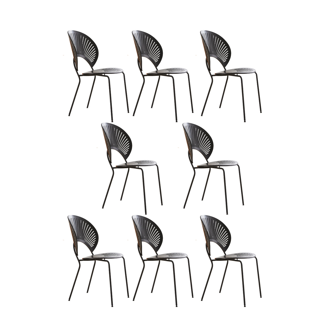 Contemporary Wooden Dining Side Chair with Metal Legs and Open Back