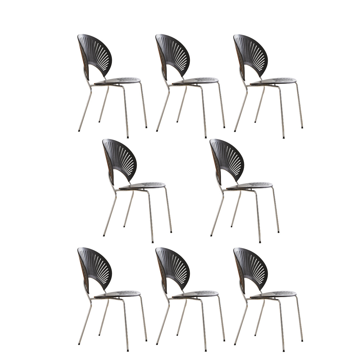 Contemporary Wooden Dining Side Chair with Metal Legs and Open Back