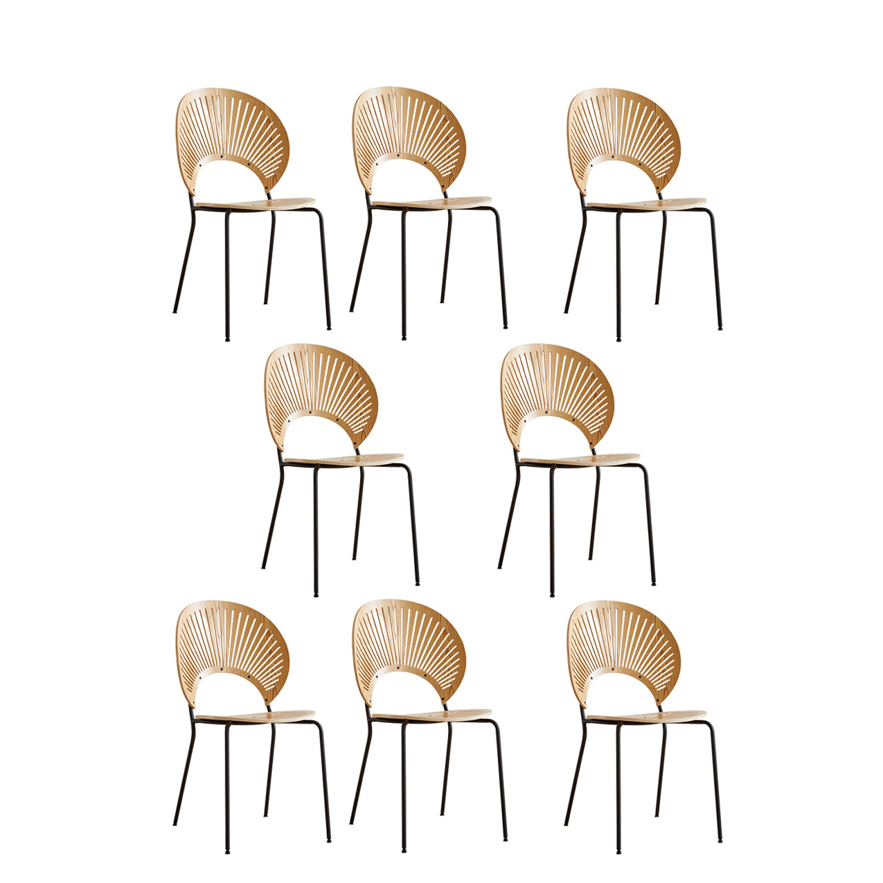 Contemporary Wooden Dining Side Chair with Metal Legs and Open Back