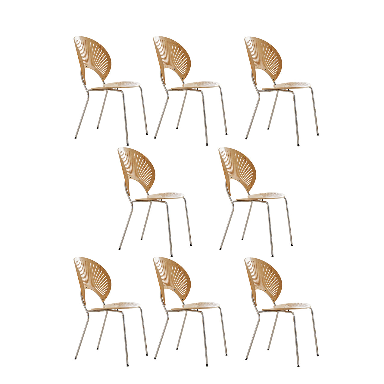 Contemporary Wooden Dining Side Chair with Metal Legs and Open Back