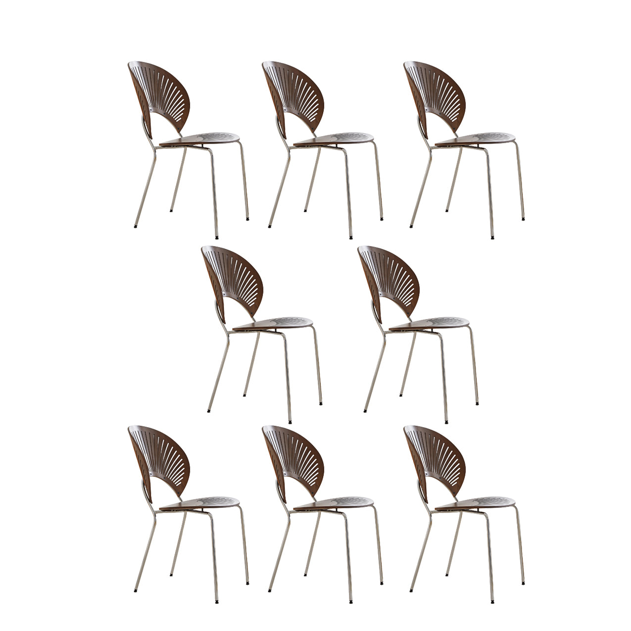 Contemporary Wooden Dining Side Chair with Metal Legs and Open Back