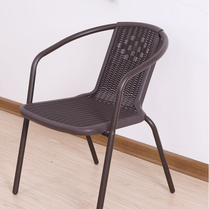 Contemporary Outdoors Dining Chairs in Metal Frame Stacking Chairs