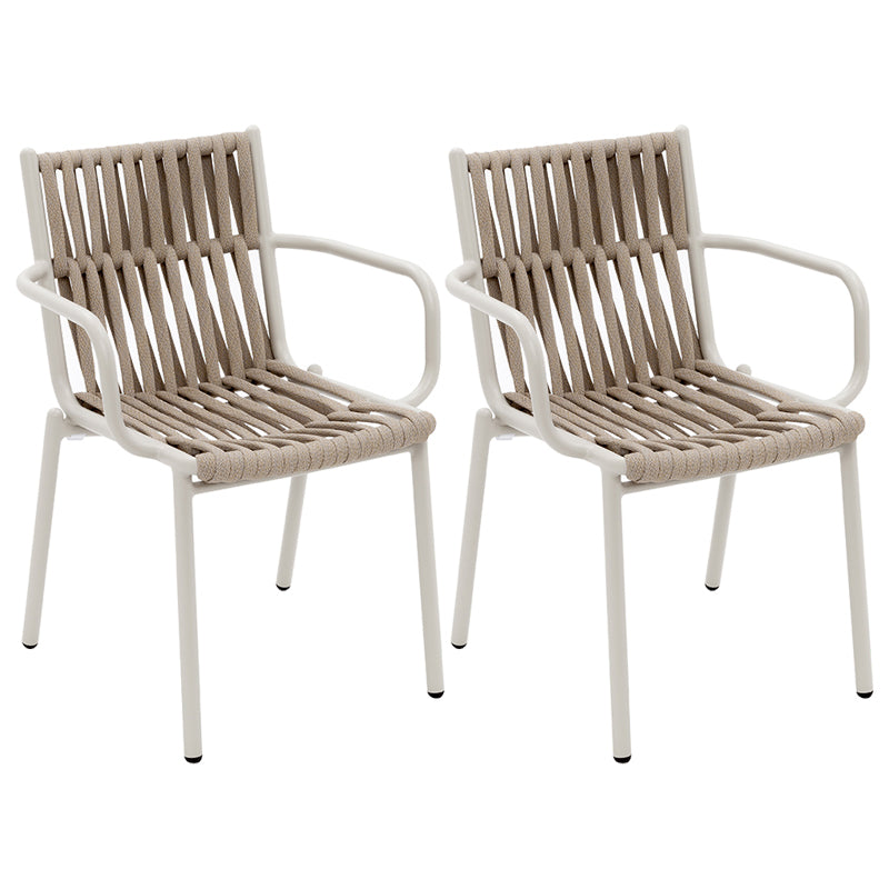 Contemporary Dining Armchair with Fabric Back and Metal Legs