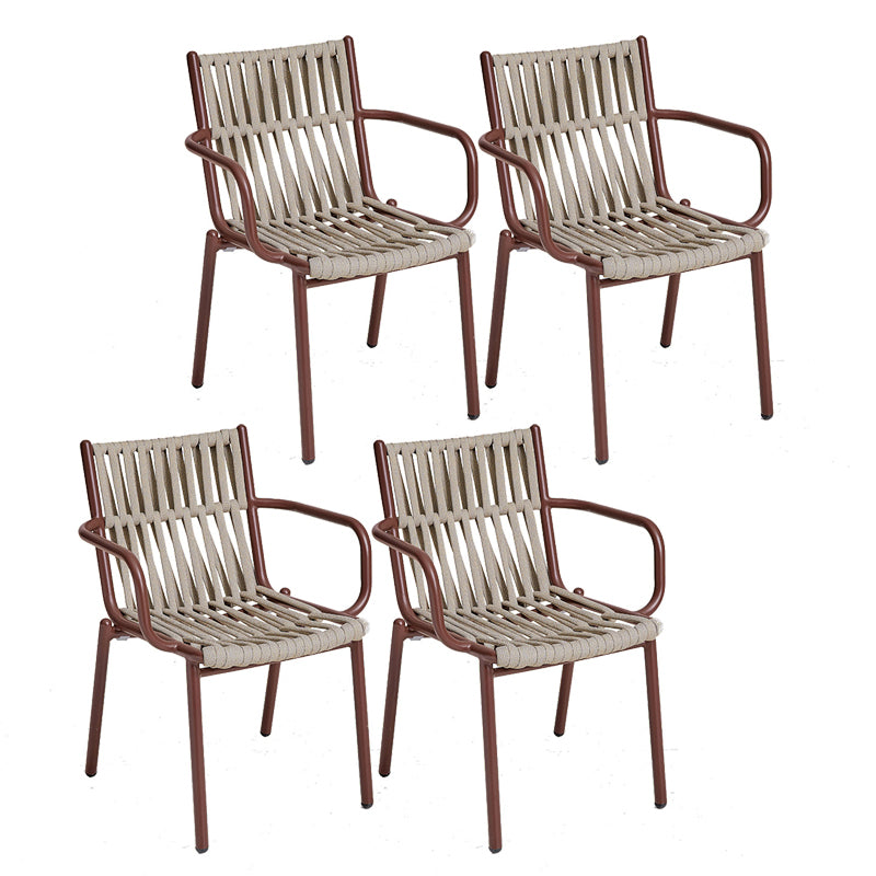 Contemporary Dining Armchair with Fabric Back and Metal Legs