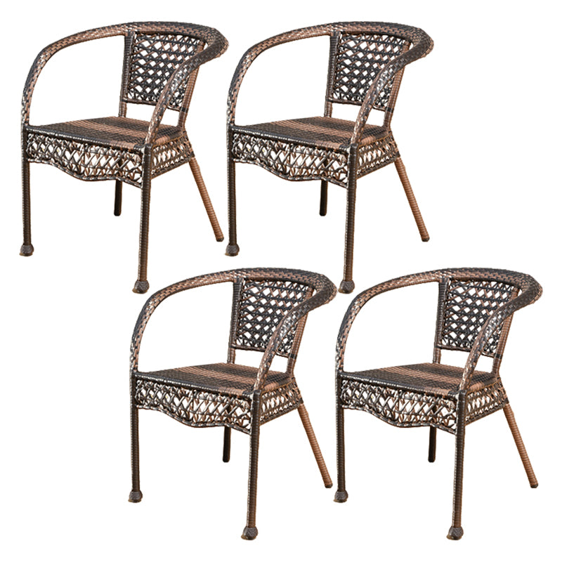 21" Wide Tropical Dining Side Chair Rattan Brown Outdoor Chair