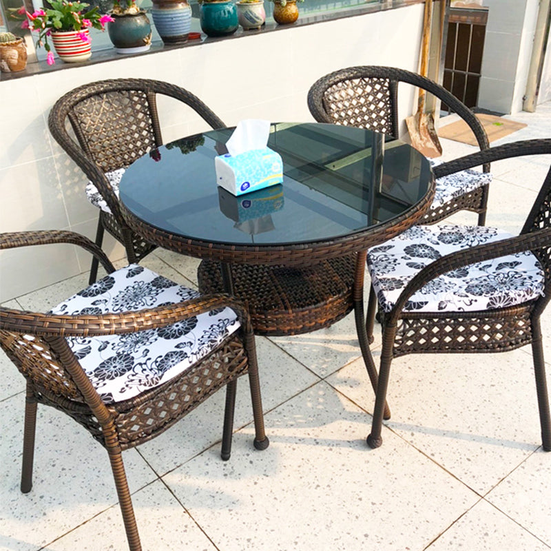 21" Wide Tropical Dining Side Chair Rattan Brown Outdoor Chair