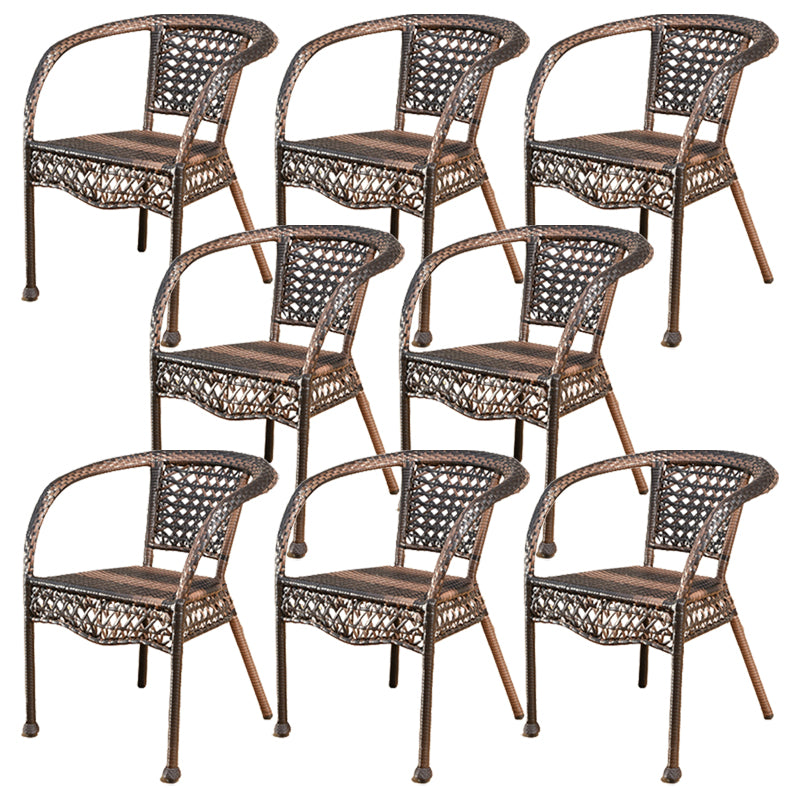 21" Wide Tropical Dining Side Chair Rattan Brown Outdoor Chair