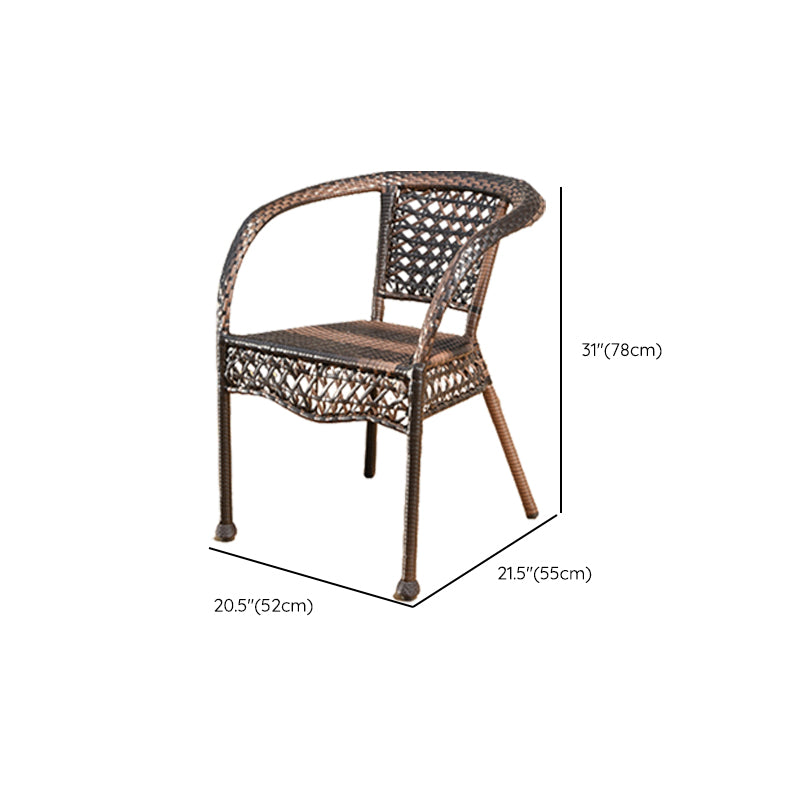 21" Wide Tropical Dining Side Chair Rattan Brown Outdoor Chair