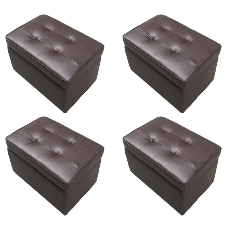 Footstools Genuine Leather Storage Ottomans 15.6 Inch Rectangle Foot Stool