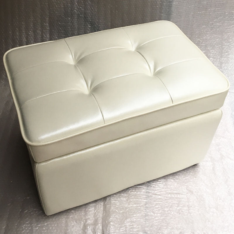 Footstools Genuine Leather Storage Ottomans 15.6 Inch Rectangle Foot Stool