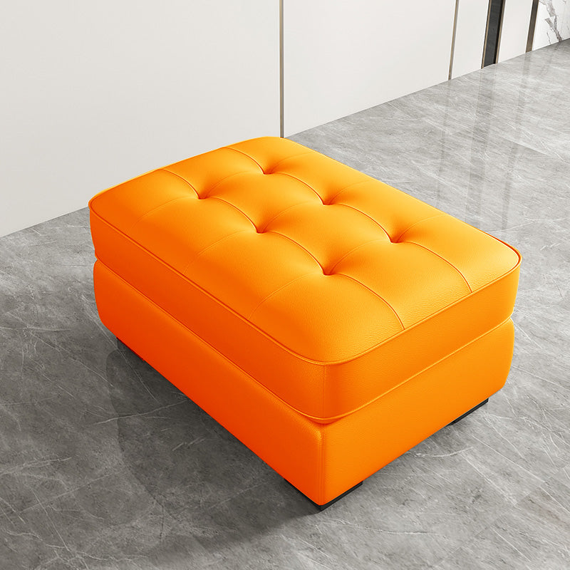 Contemporary Style Rectangular Ottoman Leather Foot Stool with Legs