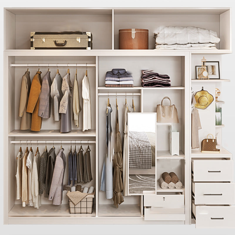 Coastal Style Wardrobe Cabinet Wooden Sliding Door Storage Cabinet