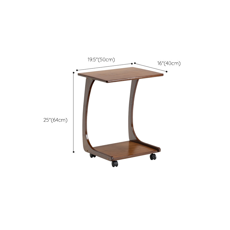 Modern Brown Side Table Rectangular C Table with Shelf for Living Room