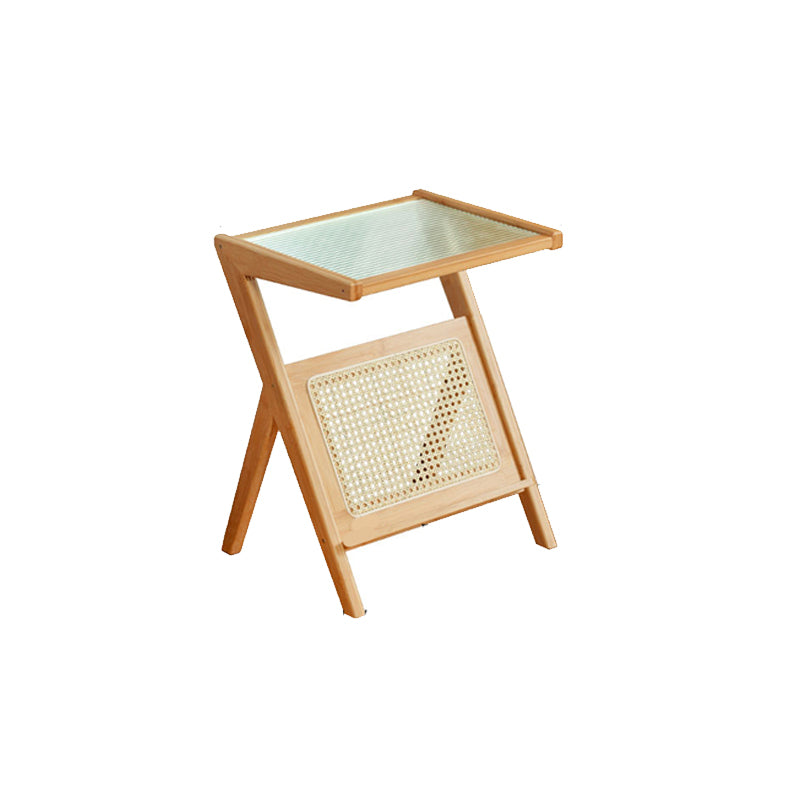 19.7" W Cross Legs End Table Rectangular Glass Side Table for Living Room