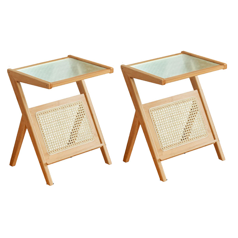 19.7" W Cross Legs End Table Rectangular Glass Side Table for Living Room