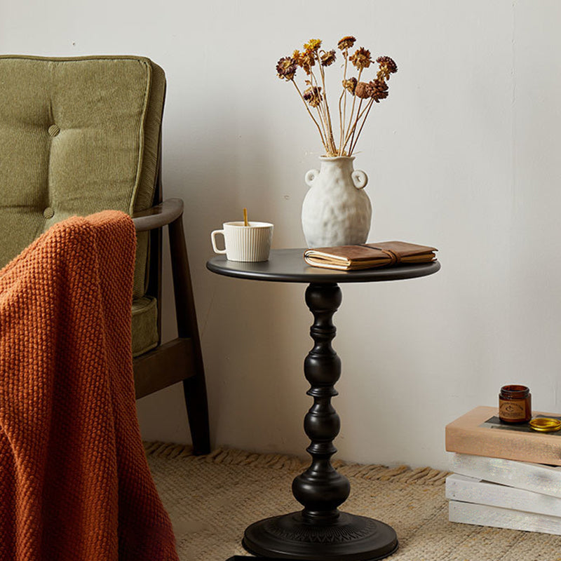 20.5" Tall Metal Pedestal End Table Round Accent Side Table in Black/White