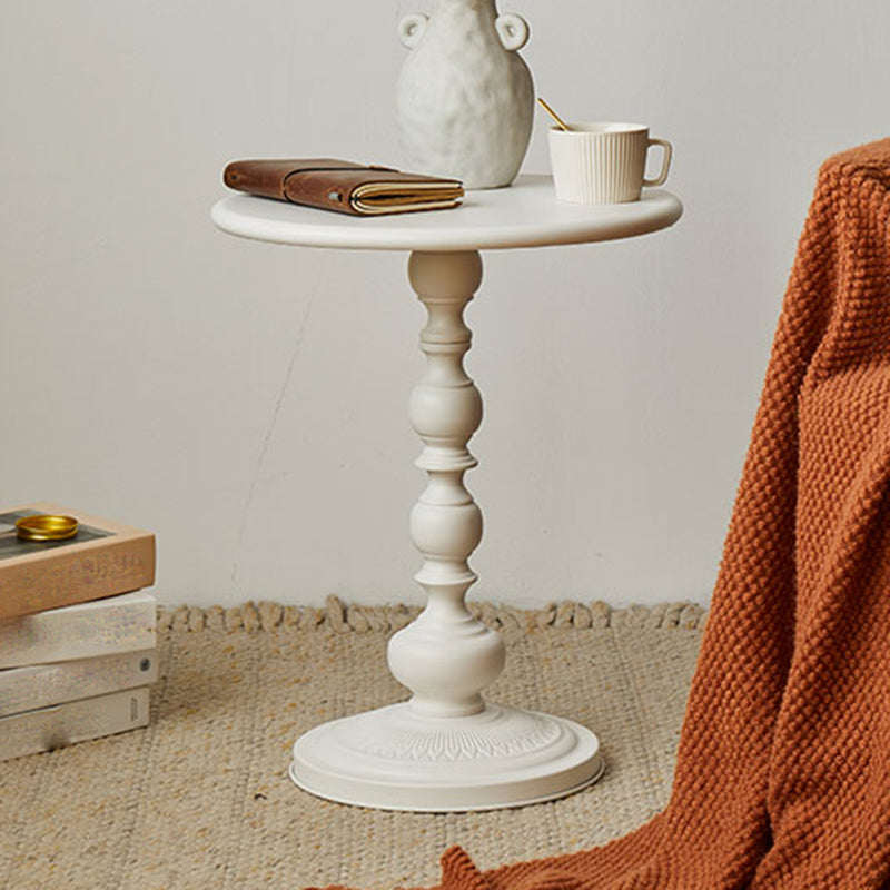 20.5" Tall Metal Pedestal End Table Round Accent Side Table in Black/White