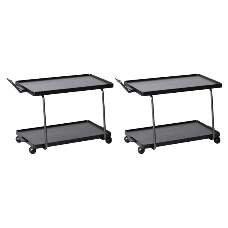 Cherry Wooden Storage End Table Rectangular 2-Tier Side Table with Casters