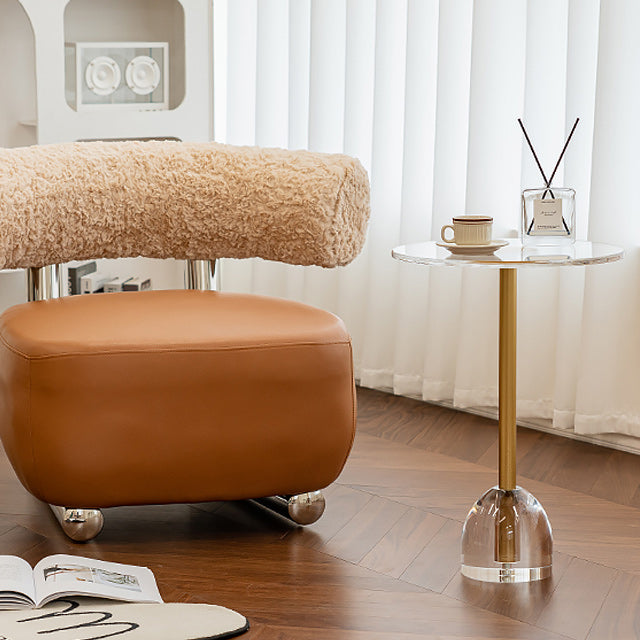 Clear Acrylic Round End Table 20" Tall Pedestal Sofa Side Accent Table