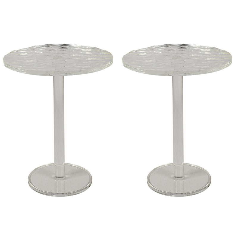 Pedestal 20" Tall End Table Round Clear Acrylic Sofa Side Accent Table