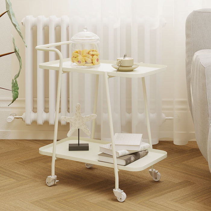 Rectangular Metal End Table with Casters Glam 22.8" Tall Side Table with Shelf