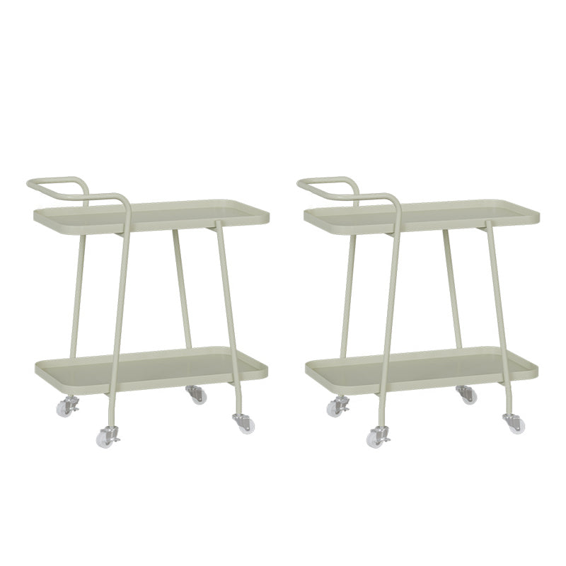 Rectangular Metal End Table with Casters Glam 22.8" Tall Side Table with Shelf