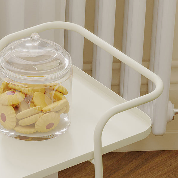 Rectangular Metal End Table with Casters Glam 22.8" Tall Side Table with Shelf