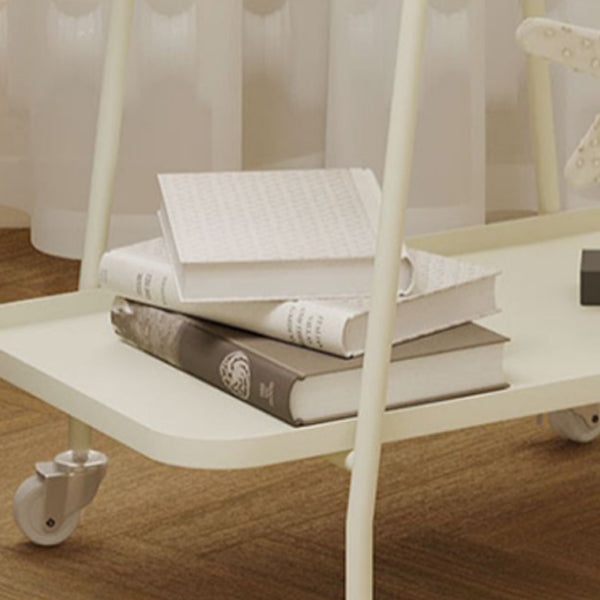 Rectangular Metal End Table with Casters Glam 22.8" Tall Side Table with Shelf