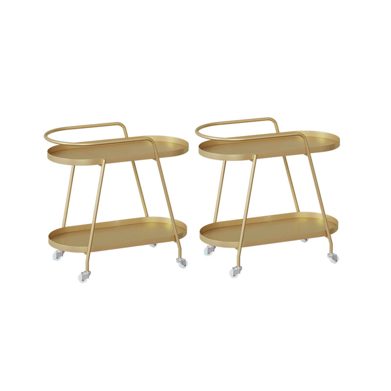 2-Tier Metal Side Table with Casters 22.8" Tall Tray Top End Table