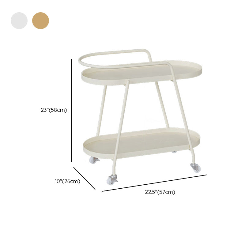 2-Tier Metal Side Table with Casters 22.8" Tall Tray Top End Table