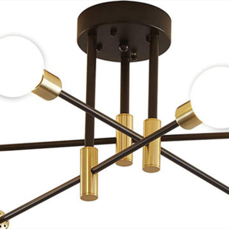 Sphere Ceiling Semi Flush Contemporary 4 / 6 / 8 - Light Semi Flush Mount in Black & Gold