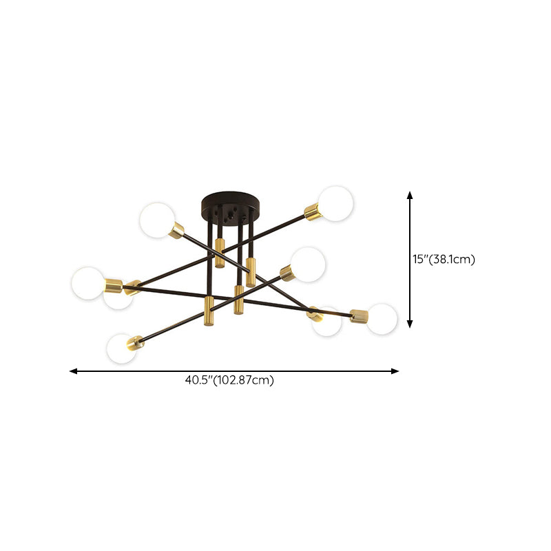 Sphere Ceiling Semi Flush Contemporary 4 / 6 / 8 - Light Semi Flush Mount in Black & Gold