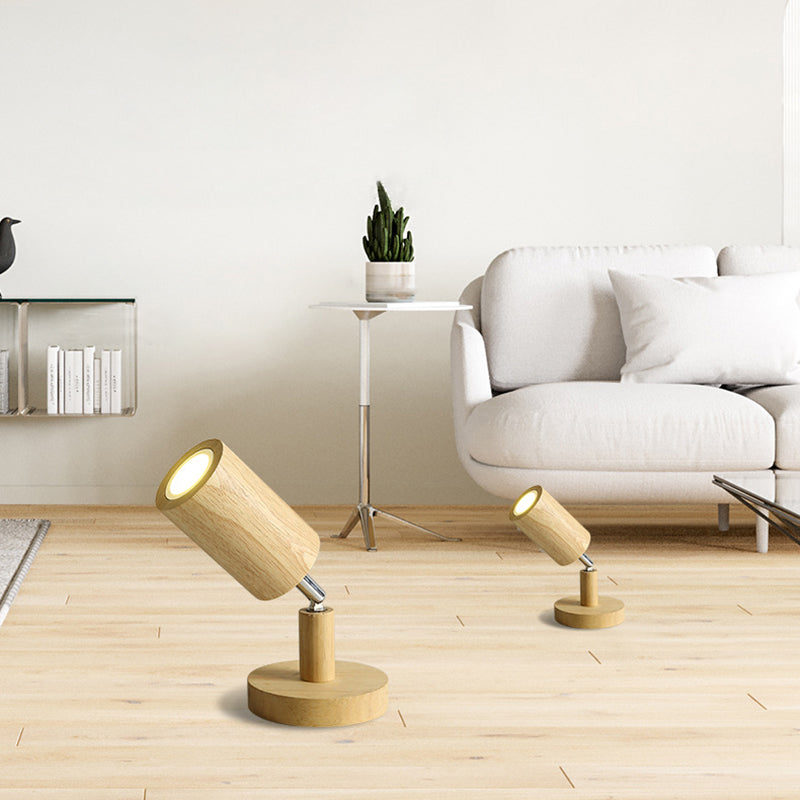 Adjustable Cylinder Semi Flush Wood LED Modernism Cylinder Flush Ceiling