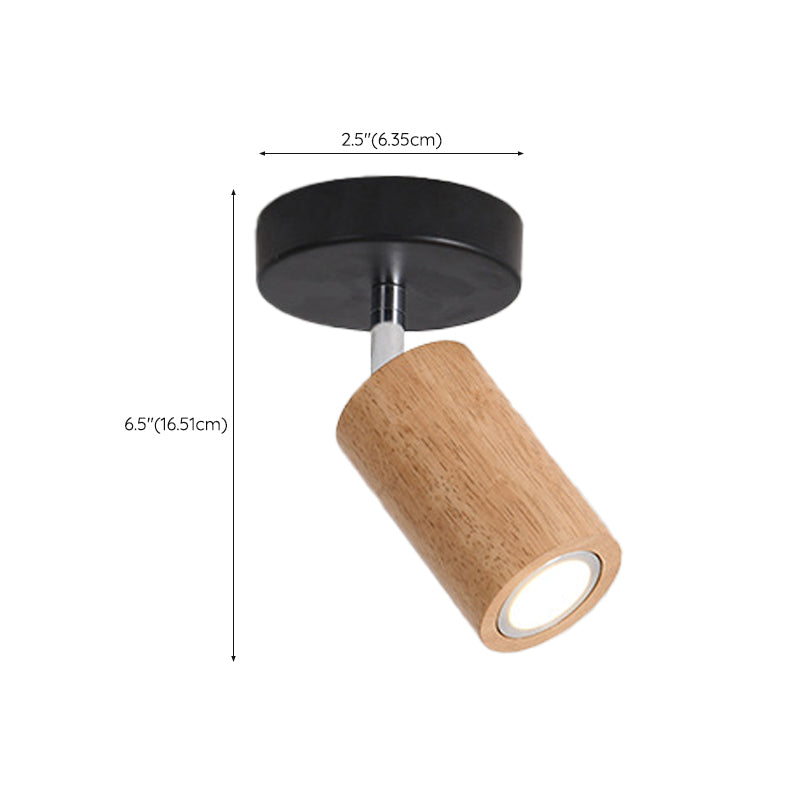 Adjustable Cylinder Semi Flush Wood LED Modernism Cylinder Flush Ceiling