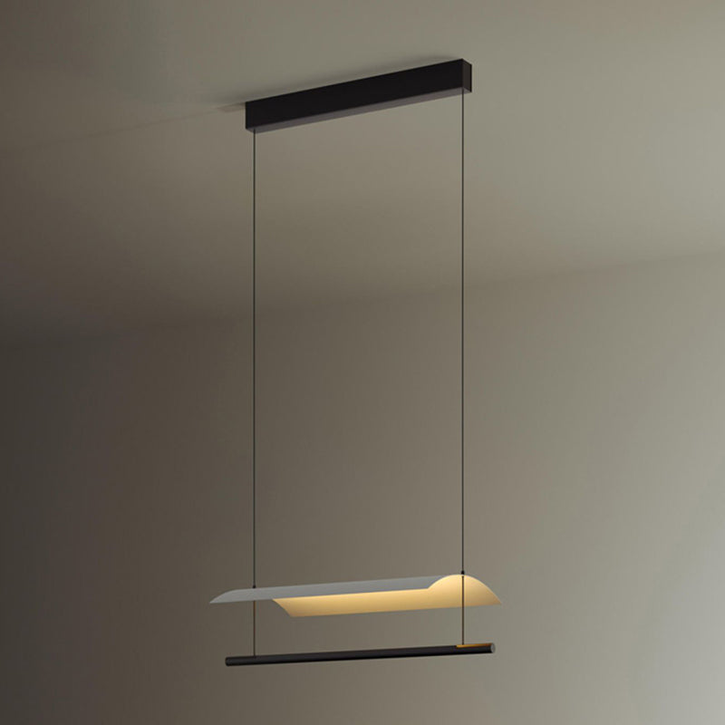 Metal LED Kitchen Island Fixture Contemporary Linear Ceiling Pendant Fixture