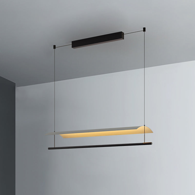 Metal LED Kitchen Island Fixture Contemporary Linear Ceiling Pendant Fixture